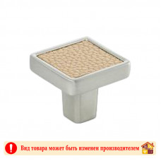 Ручка мебельная CP+КН хром+светло-коричн кожа Frame Adelia