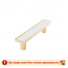 Ручка мебельная 24K OT+WH золото+белая кожа Frame Adelia 96 мм