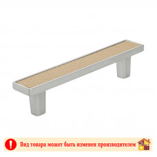 Ручка мебельная CP+КН хром+светло-коричн кожа Frame Adelia 96 мм