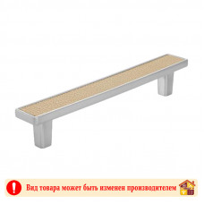 Ручка мебельная CP+КН хром+светло-коричн кожа Frame Adelia 128 мм