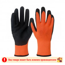 Перчатки акриловые утепленные рифленые черно-оранжевые