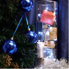 Гирлянда 20 LED 2 м 5000К с питанием от батареек, прозрачный шнур CL570