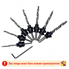 Набор свёрл Vertex по дереву с зенкером и ограничителем 7 шт.