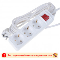 Электроудлинитель 3 гнезда с выключателем с/з ПВС 5 м. Союз 2200 Вт