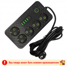 Фильтр сетевой с USB 5 гнезд + 4 USB + Type-C HG-2505 3 м.