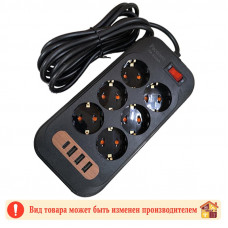 Фильтр сетевой 6 гнезд + 3 USB 1,8 м РА-1526А
