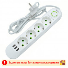 Фильтр сетевой Lucky F04U 3 USB 2 м. белый/черный 1-40-80