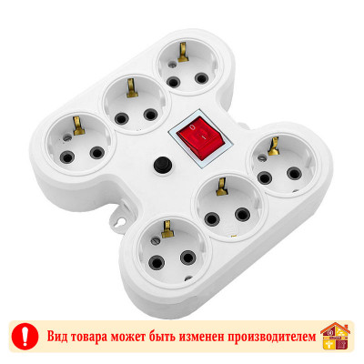 Колодка для удлинителя 6-гнезд с/з с выключателем SP-03703 Свет-50 10А 2500Вт заказать в Луганске в интернет магазине Перестройка недорого